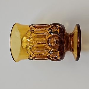 Vintage L.E. Smith Moon and Star Amber 3 5/8" Juice Glass